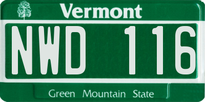 VT license plate NWD116