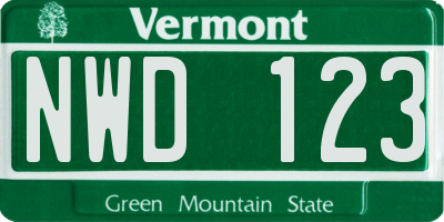 VT license plate NWD123