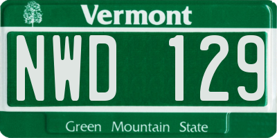 VT license plate NWD129