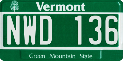 VT license plate NWD136
