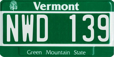 VT license plate NWD139