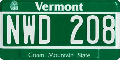 VT license plate NWD208