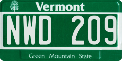 VT license plate NWD209