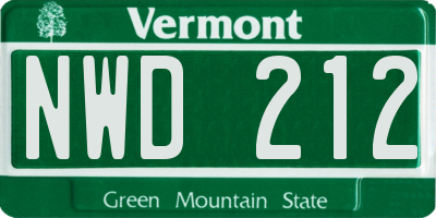 VT license plate NWD212