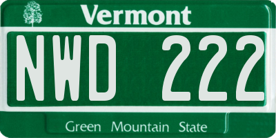 VT license plate NWD222