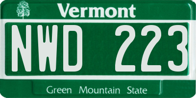VT license plate NWD223