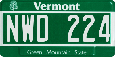 VT license plate NWD224