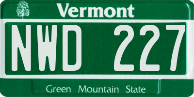 VT license plate NWD227