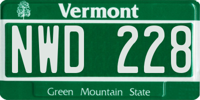VT license plate NWD228