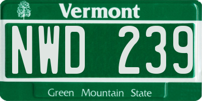 VT license plate NWD239