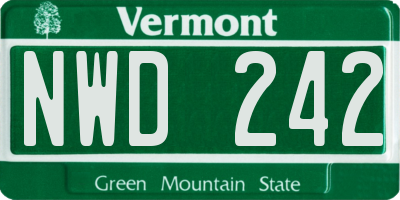 VT license plate NWD242