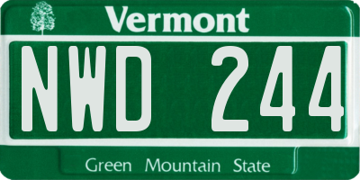 VT license plate NWD244