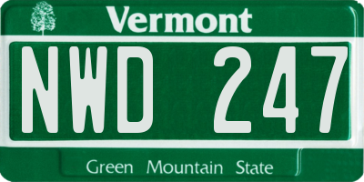VT license plate NWD247