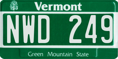 VT license plate NWD249