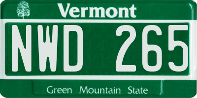 VT license plate NWD265