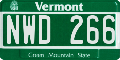 VT license plate NWD266