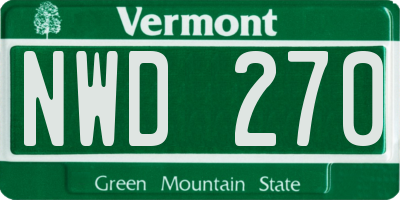 VT license plate NWD270