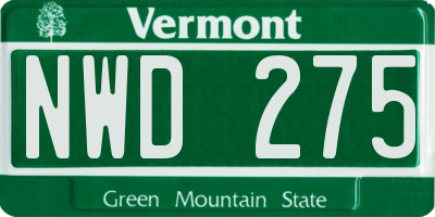 VT license plate NWD275