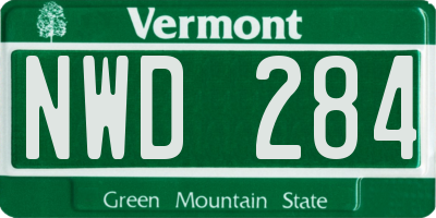 VT license plate NWD284