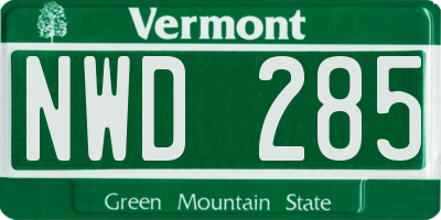 VT license plate NWD285