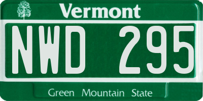 VT license plate NWD295