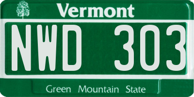 VT license plate NWD303