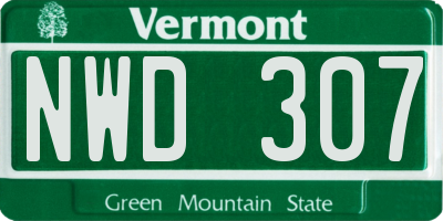 VT license plate NWD307