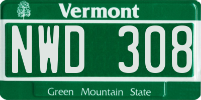 VT license plate NWD308