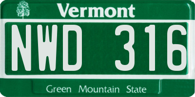 VT license plate NWD316