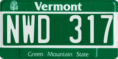 VT license plate NWD317
