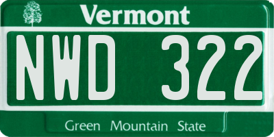 VT license plate NWD322