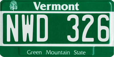VT license plate NWD326
