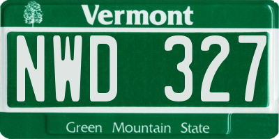 VT license plate NWD327