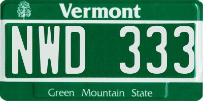 VT license plate NWD333