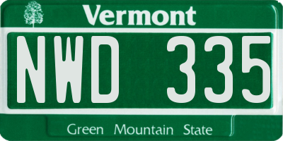 VT license plate NWD335