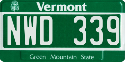 VT license plate NWD339