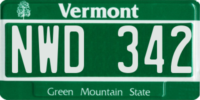 VT license plate NWD342
