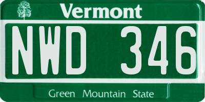 VT license plate NWD346