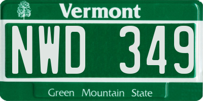 VT license plate NWD349
