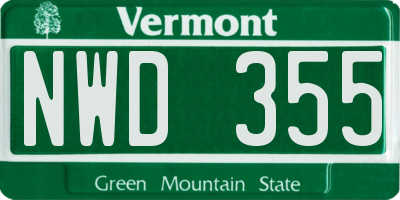 VT license plate NWD355