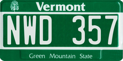 VT license plate NWD357