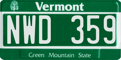VT license plate NWD359