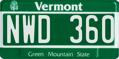 VT license plate NWD360