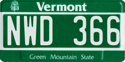 VT license plate NWD366