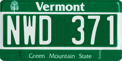 VT license plate NWD371