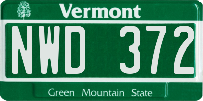 VT license plate NWD372