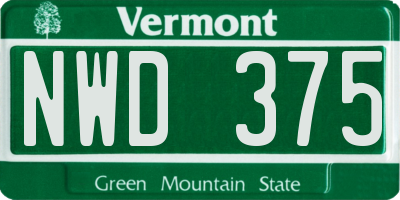 VT license plate NWD375