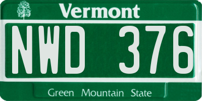 VT license plate NWD376
