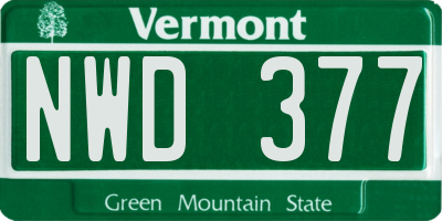 VT license plate NWD377