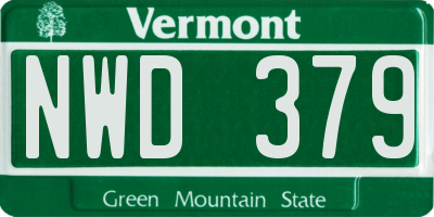 VT license plate NWD379